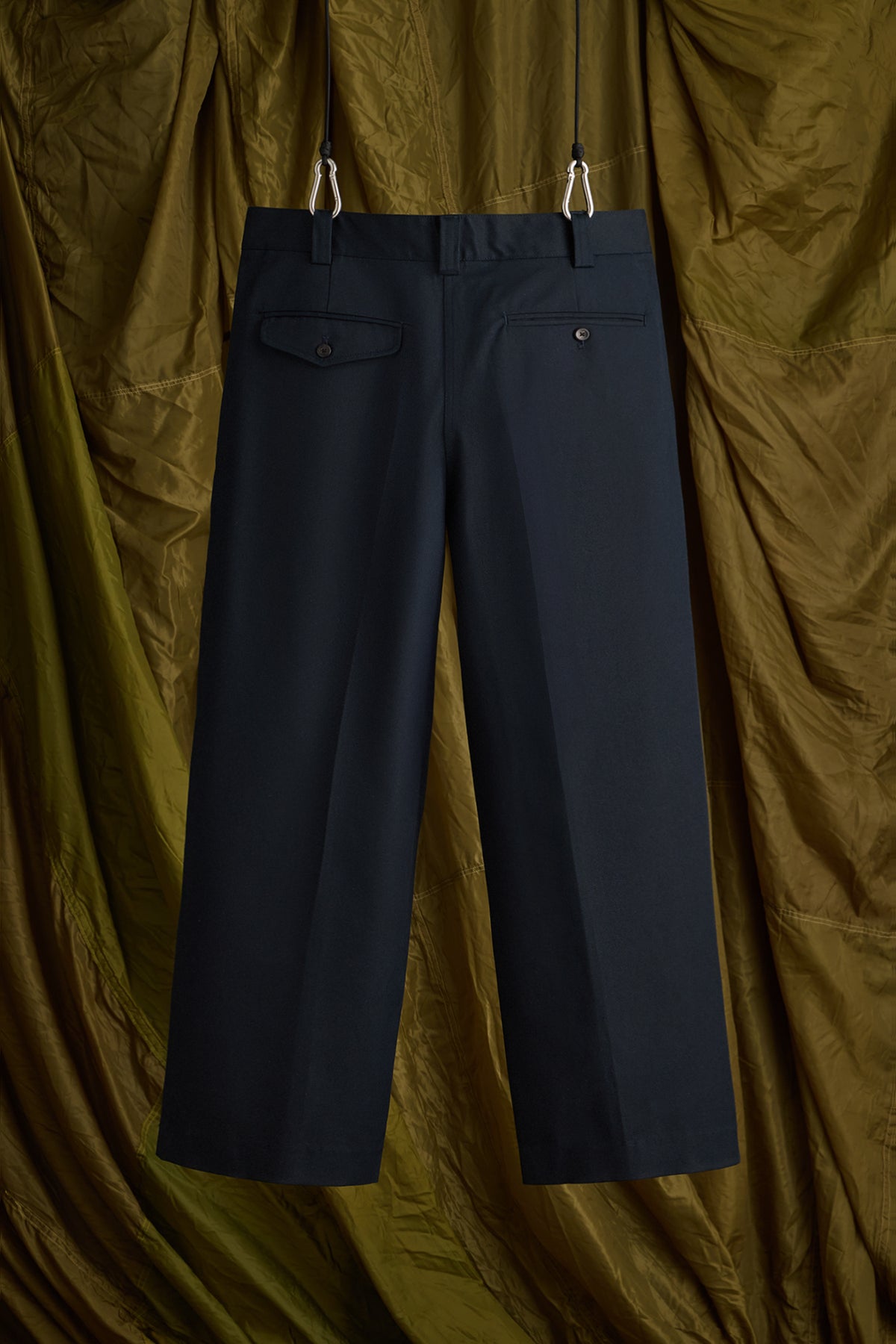 Canvas Double Pleated Pant in Midnight Navy