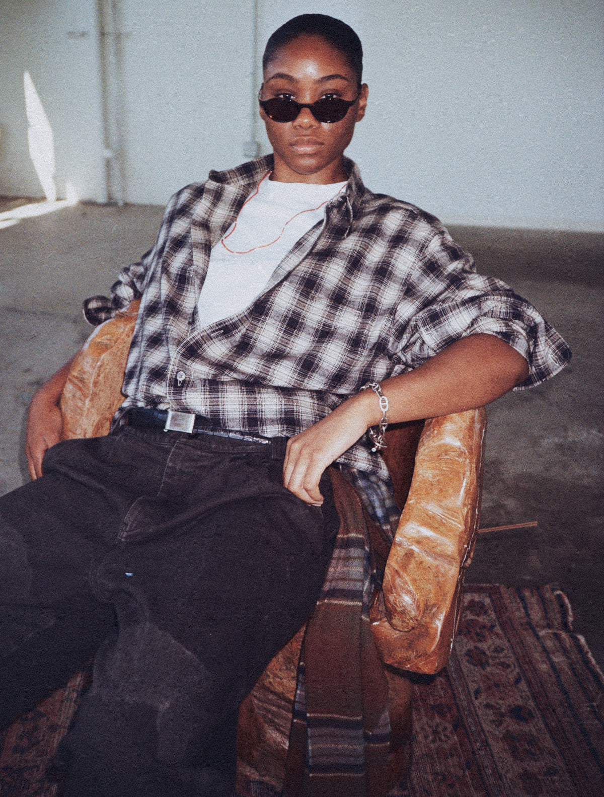 Jaspe Plaid Shirt in Navy
