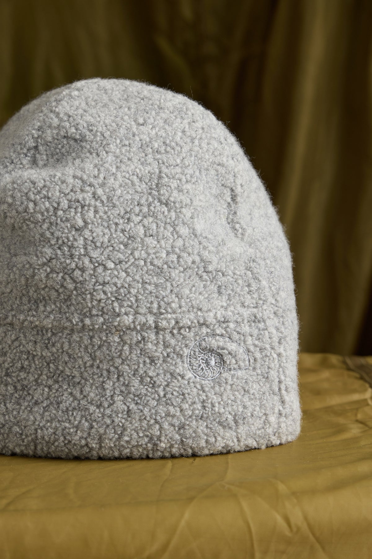 Wool Boucle Beanie in Ash