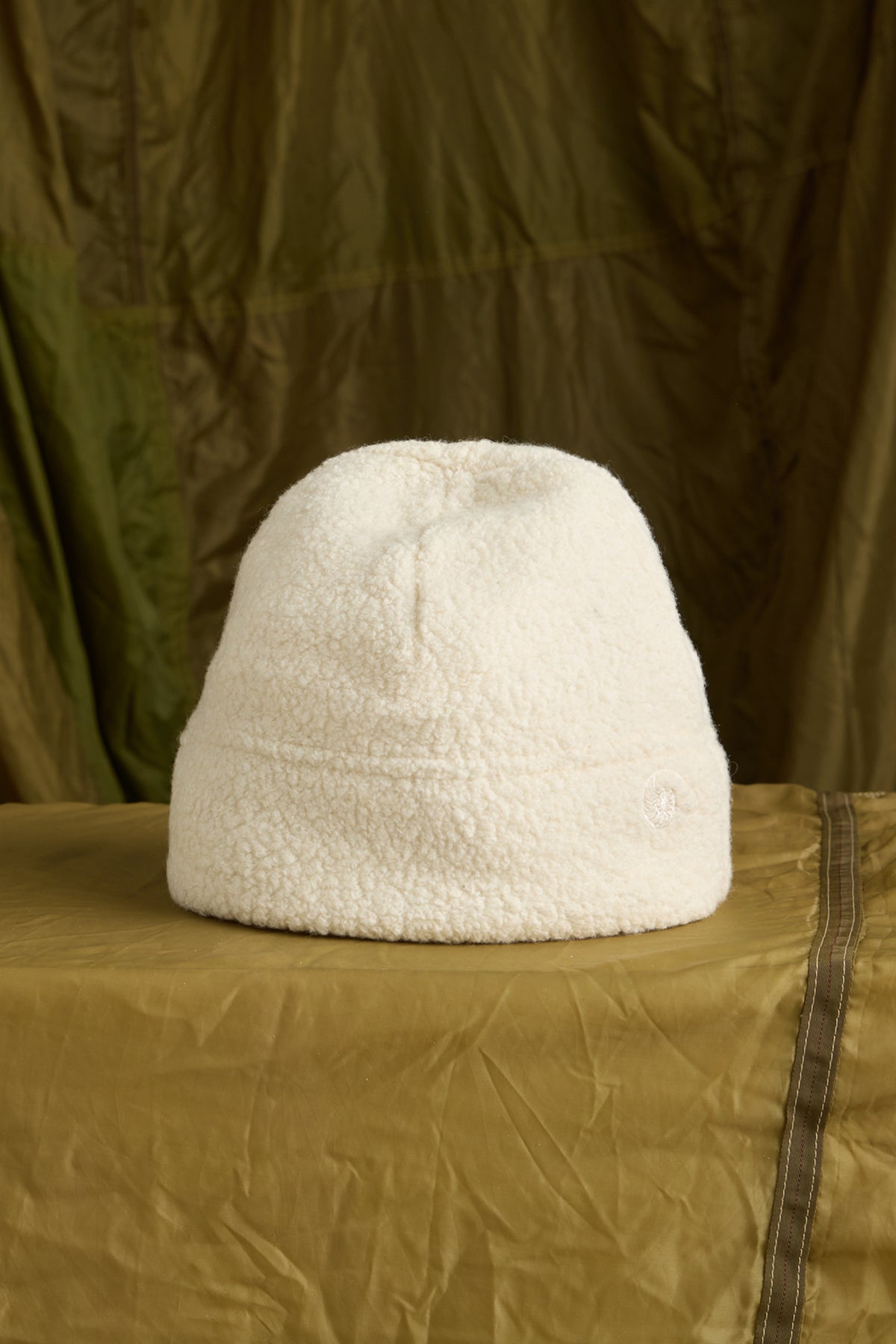 Wool Boucle Beanie in Bone