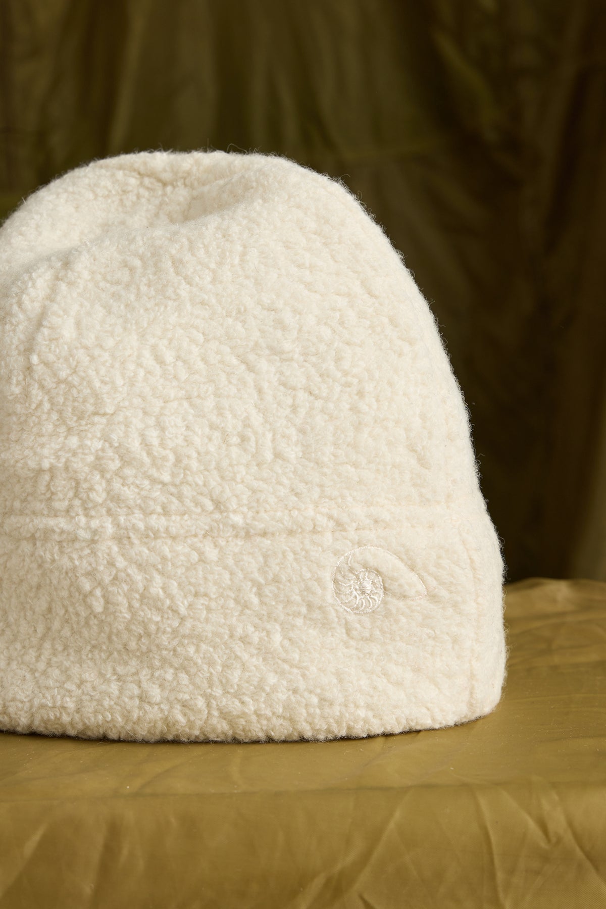 Wool Boucle Beanie in Bone