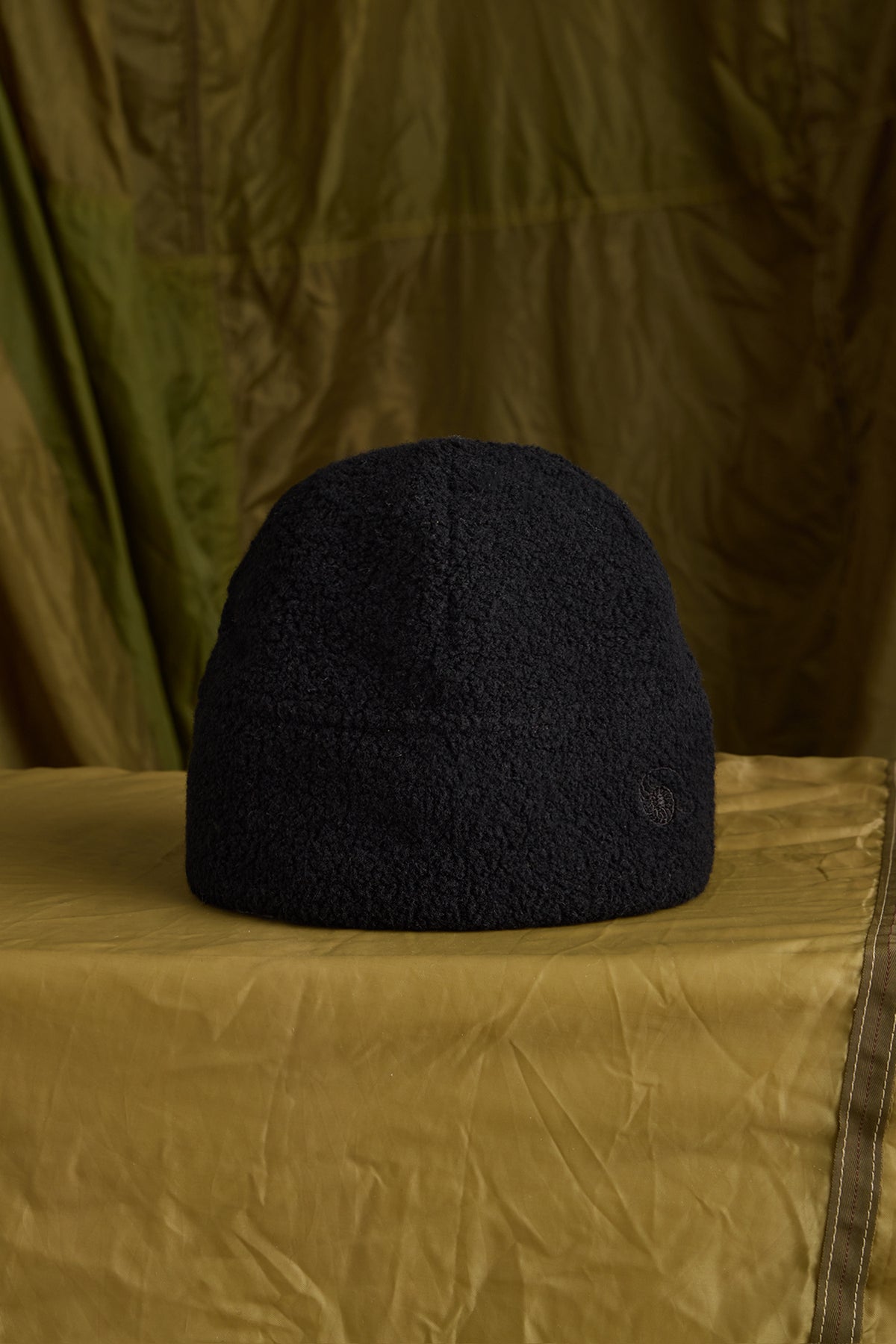Wool Boucle Beanie in Black