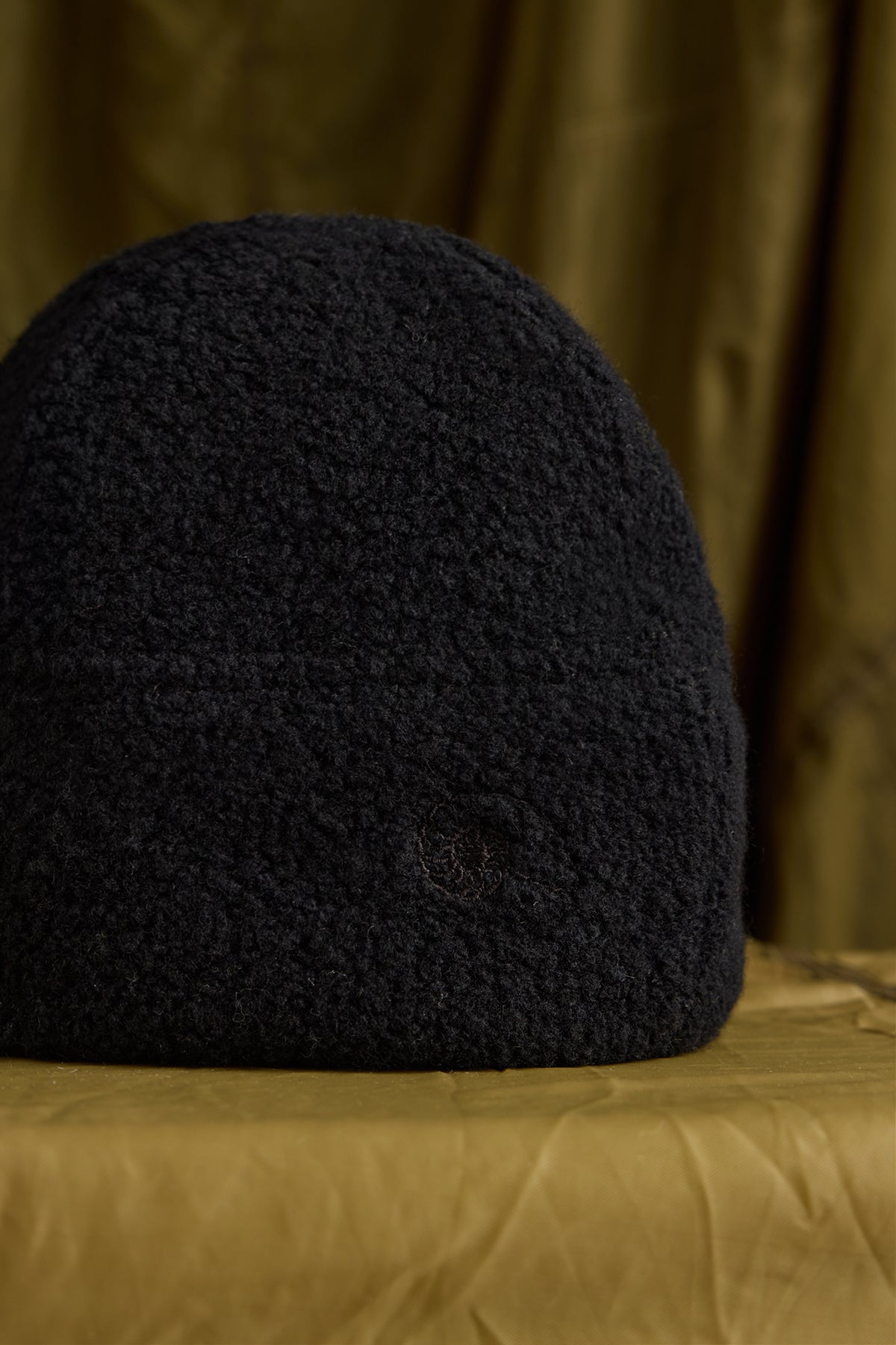 Wool Boucle Beanie in Black