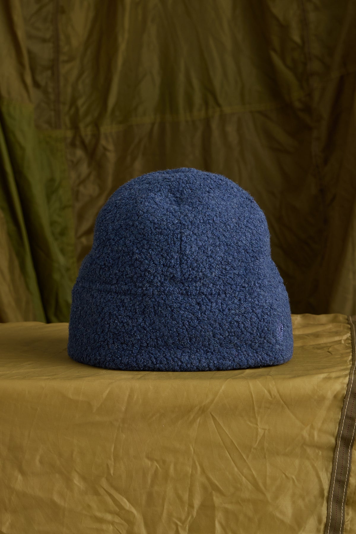 Wool Boucle Beanie in Denim