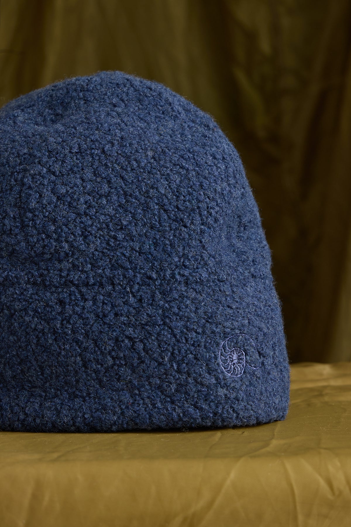 Wool Boucle Beanie in Denim