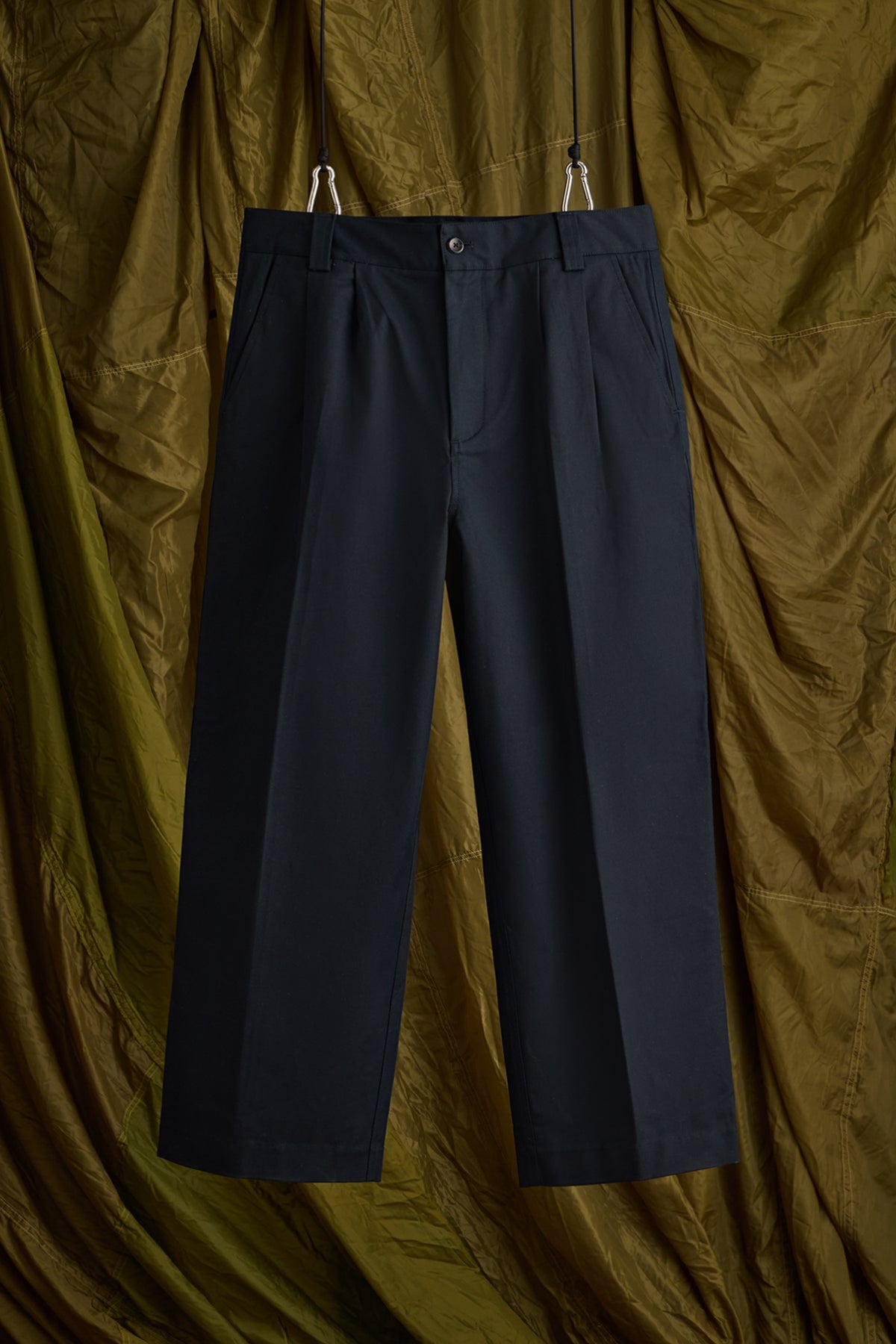 Canvas Double Pleated Pant in Midnight Navy