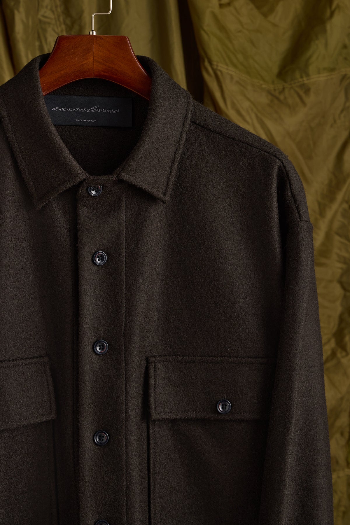 Wool Boucle Overshirt in Chocolate