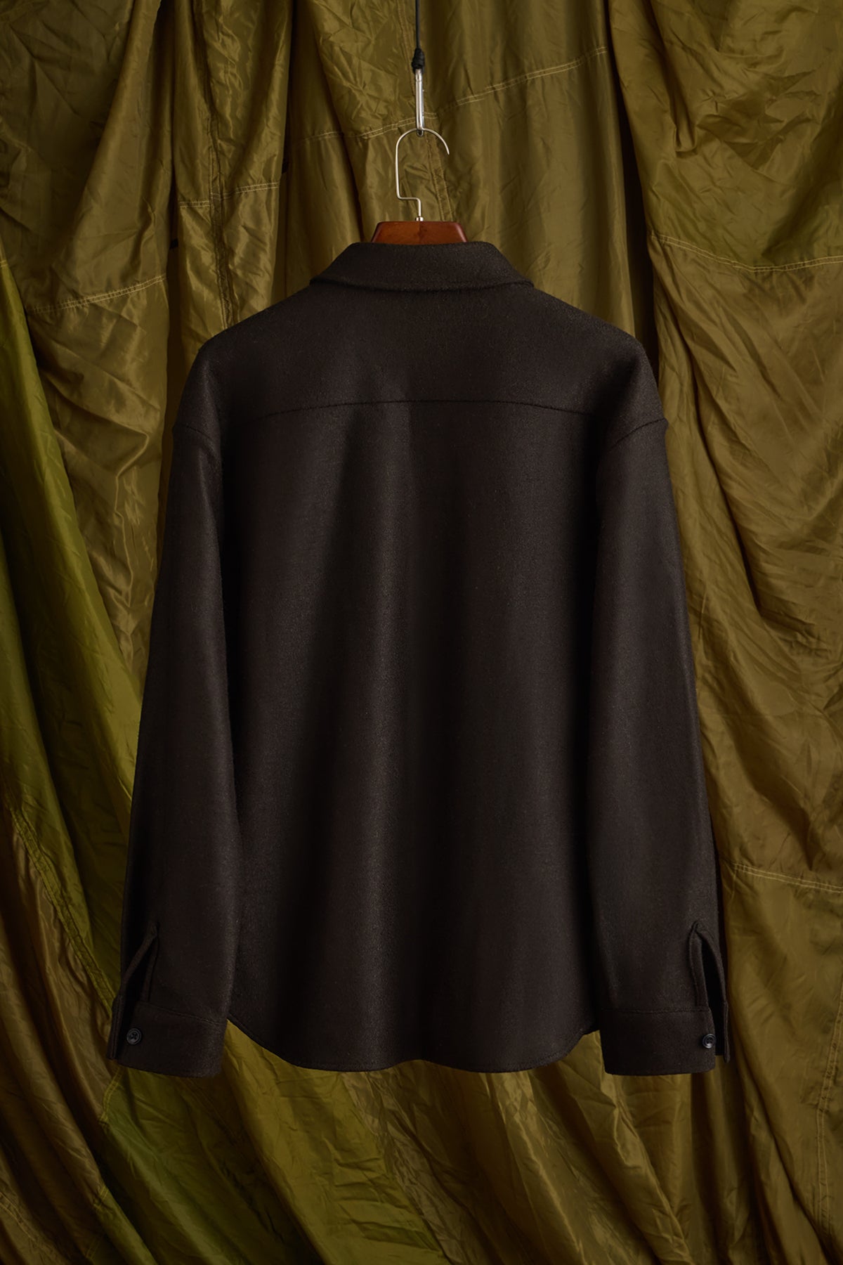 Wool Boucle Overshirt in Chocolate